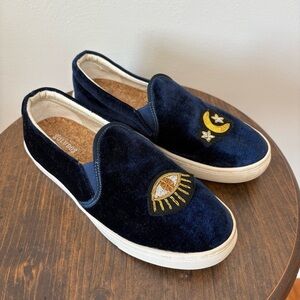 Soludos Eye Moon Velvet Cork Slides 8.5